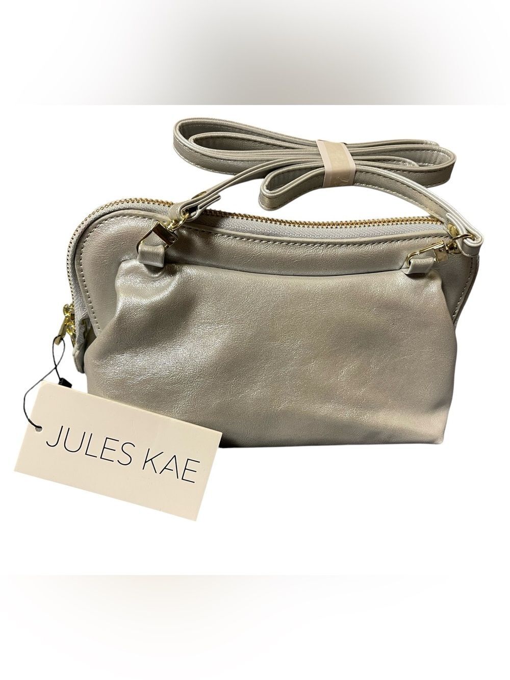NWT Jules Kane Metallic Vegan Leather Crossbody Handbag